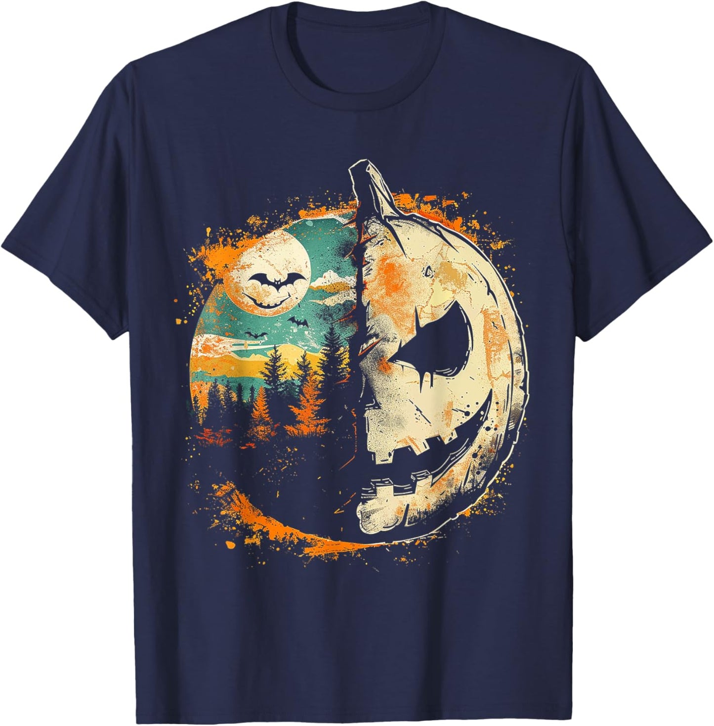 Pumpkin Costume Halloween Graphic Art Pumpkin T-Shirt - T-Shirt | Navy