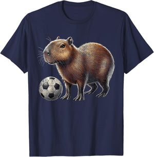 Retro Capybara Soccer T-Shirt - T-Shirt | Navy