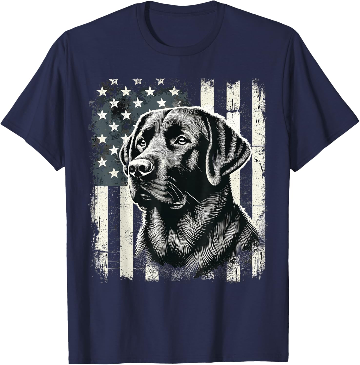 Patriotic American Black Labrador USA Flag T-Shirt - T-Shirt | Navy