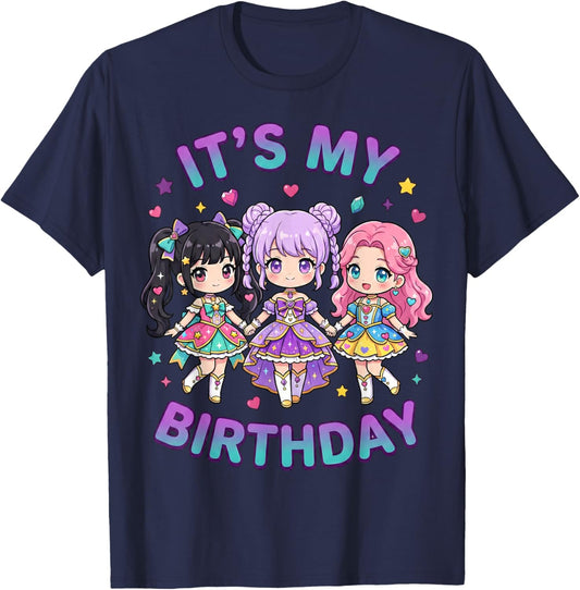 It's My Birthday - Cute Birthday Girl Kpop Chibi T-Shirt - T-Shirt | Navy