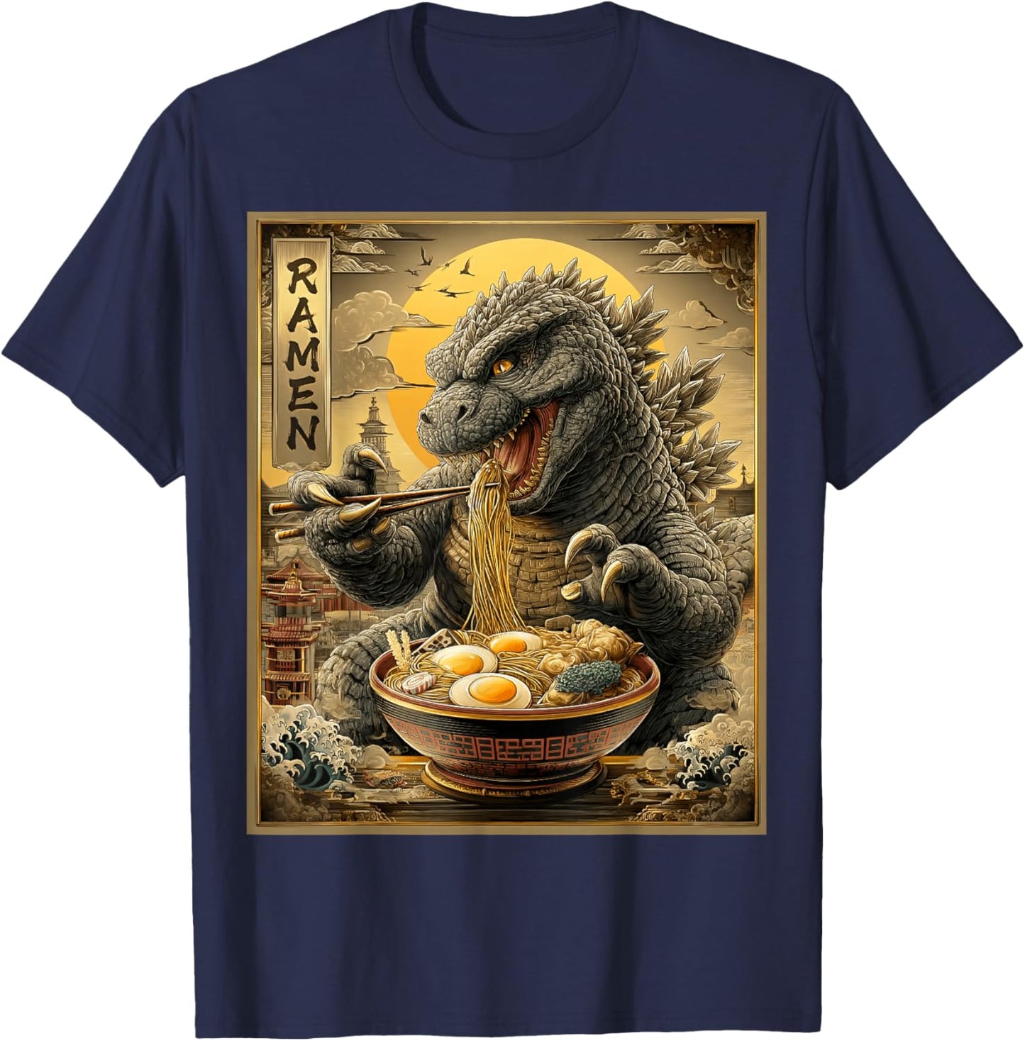 Funny Ramen Monster Anime Otaku Noodles Graphic T-Shirt - T-Shirt | Navy