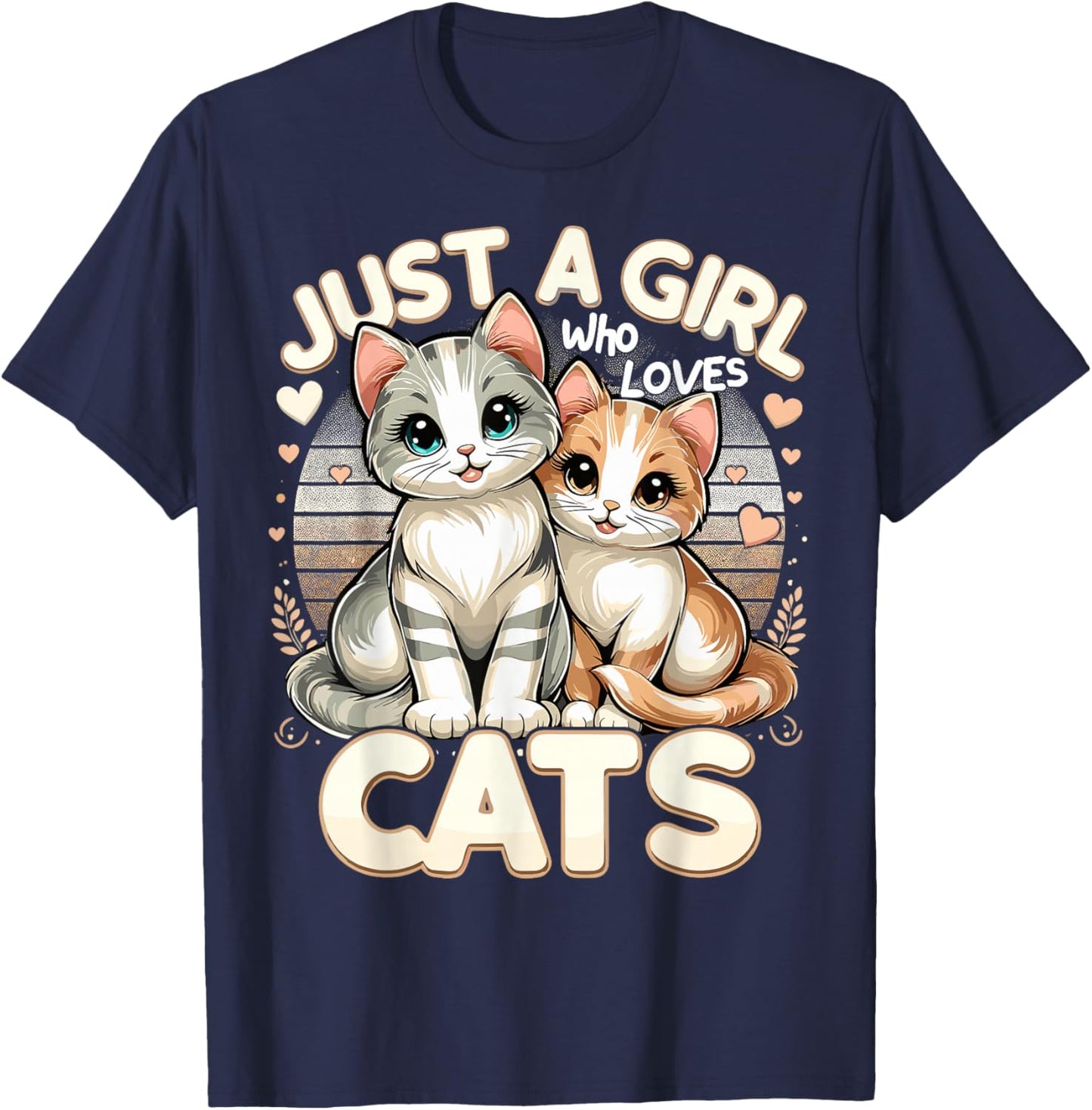 Just A Girl Who Loves Cats T-Shirt - T-Shirt | Navy