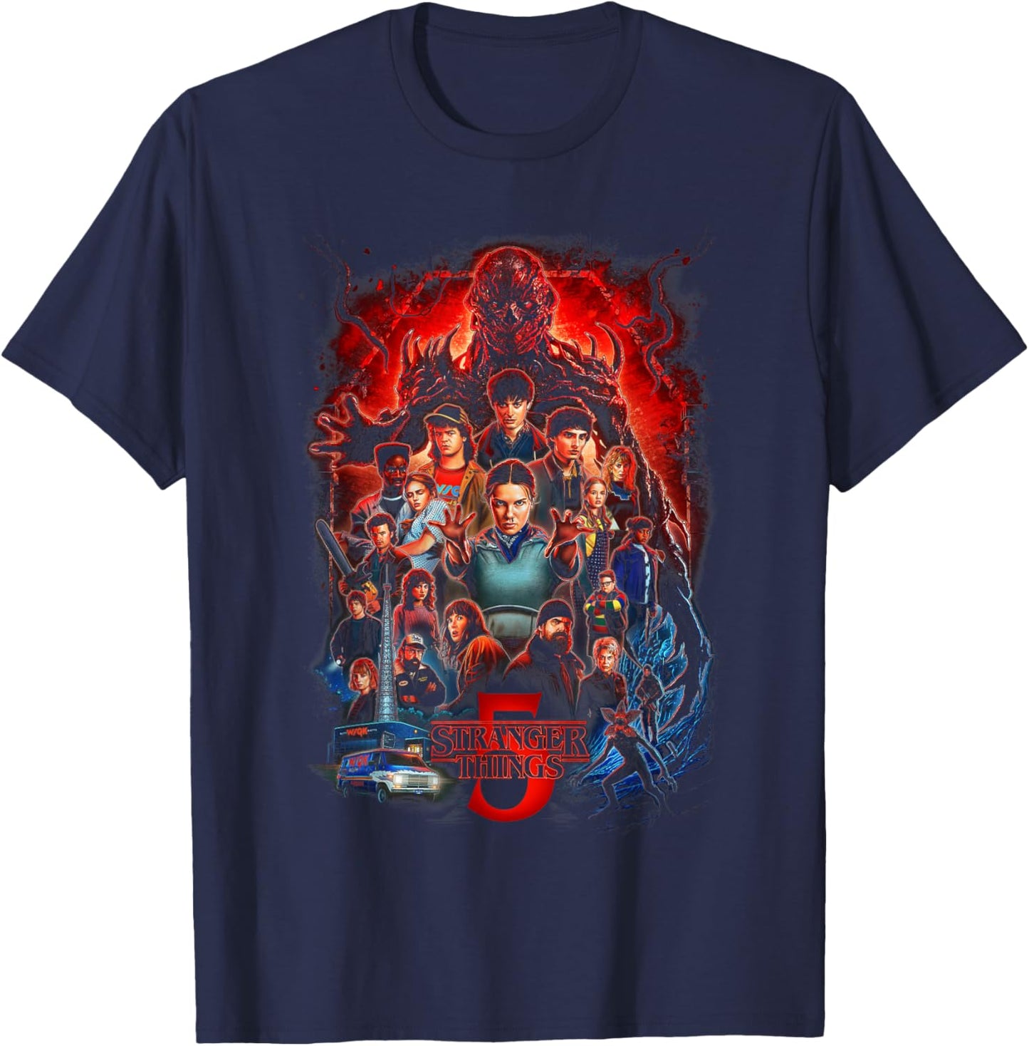 Stranger Things ST5 Poster Officially Licensed T-Shirt - T-Shirt | Navy