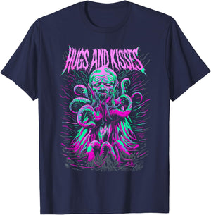 Hug and Kisses Blegh Deathcore Metalcore Ironic T-Shirt - T-Shirt | Navy