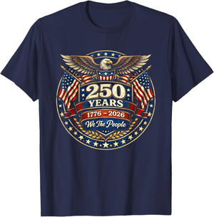 250 Years 1776-2026 250th Anniversary Patriotic 4th July T-Shirt - T-Shirt | Navy