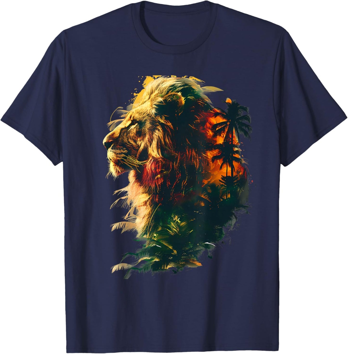 Rasta Reggae Lion Rasta Roots Lion Of Judah Reggae Music T-Shirt - T-Shirt | Navy