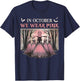 Retro in October We Wear Pink Witch Breast Cancer Ribbon T-Shirt - T-Shirt | Navy