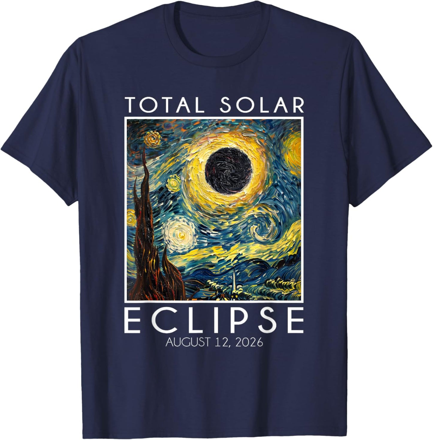 Totale Sonnenfinsternis 2026 Pfad der Totalität Spanien 12. August T-Shirt - T-Shirt | Navy