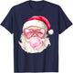 Vintage Retro Santa Christmas Bubble Gum Pink Sunglasses T-Shirt - T-Shirt | Navy