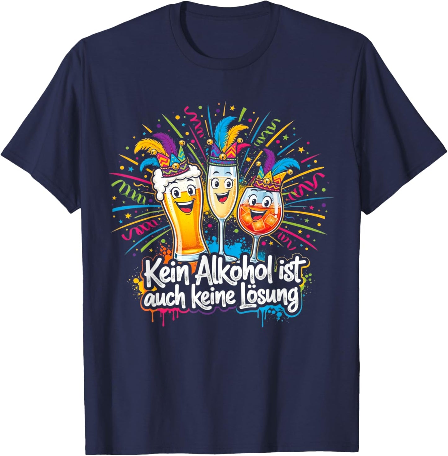 Carnival Costume Replacement Partner Funny Alcohol on Beer T-Shirt - T-Shirt | Navy