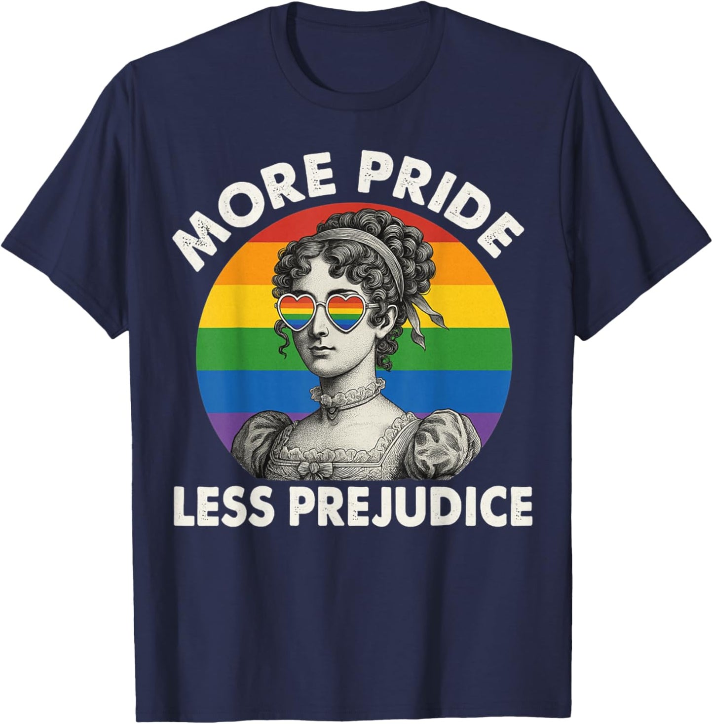 Mehr Stolz, weniger Vorurteile, LGBTQ-Regenbogenkunst T-Shirt - T-Shirt | Navy