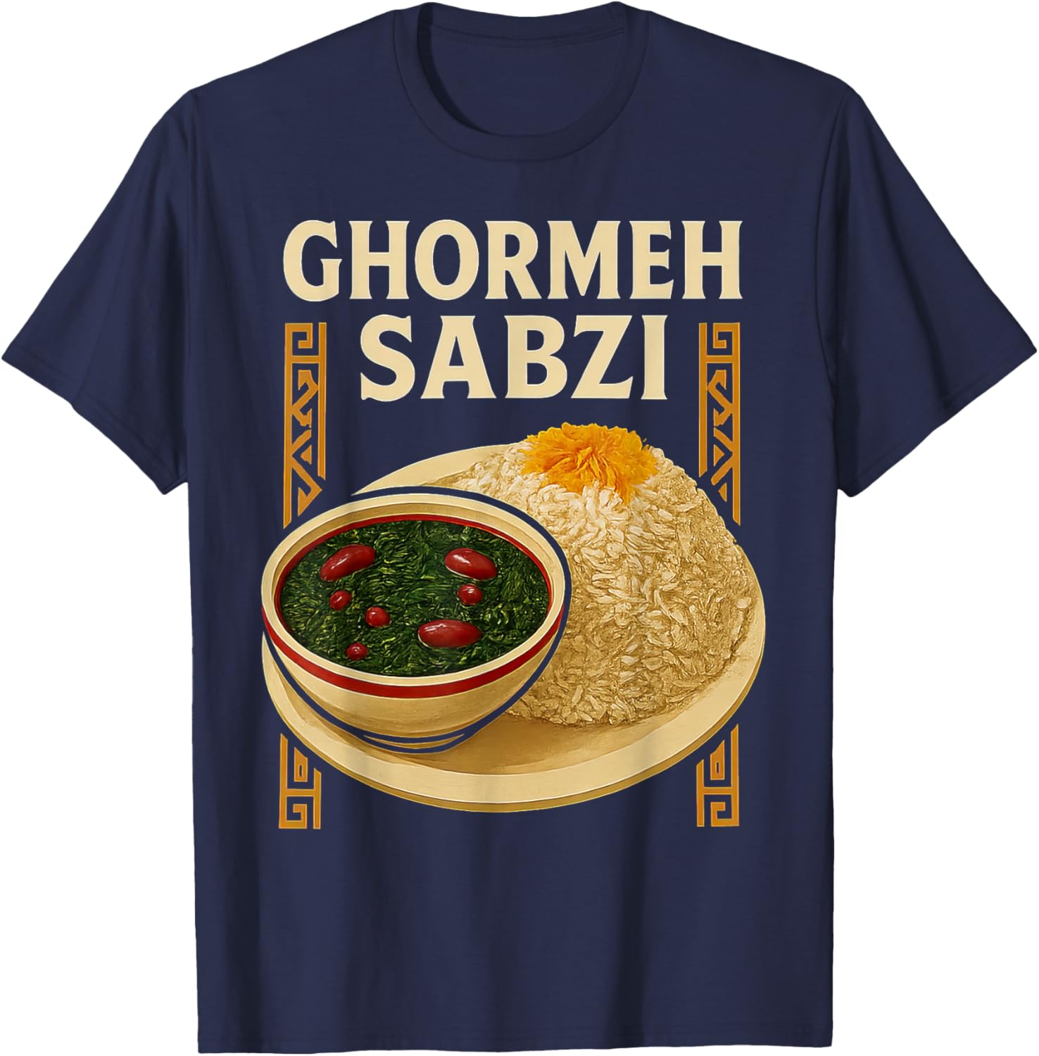 Ghormeh Sabzi Persian Stew with Saffron Rice T-Shirt - T-Shirt | Navy