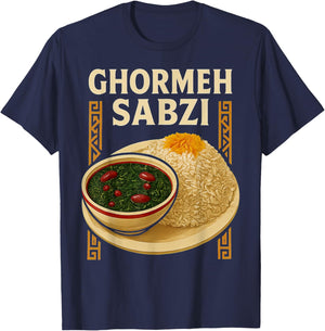 Ghormeh Sabzi Persian Stew with Saffron Rice T-Shirt - T-Shirt | Navy