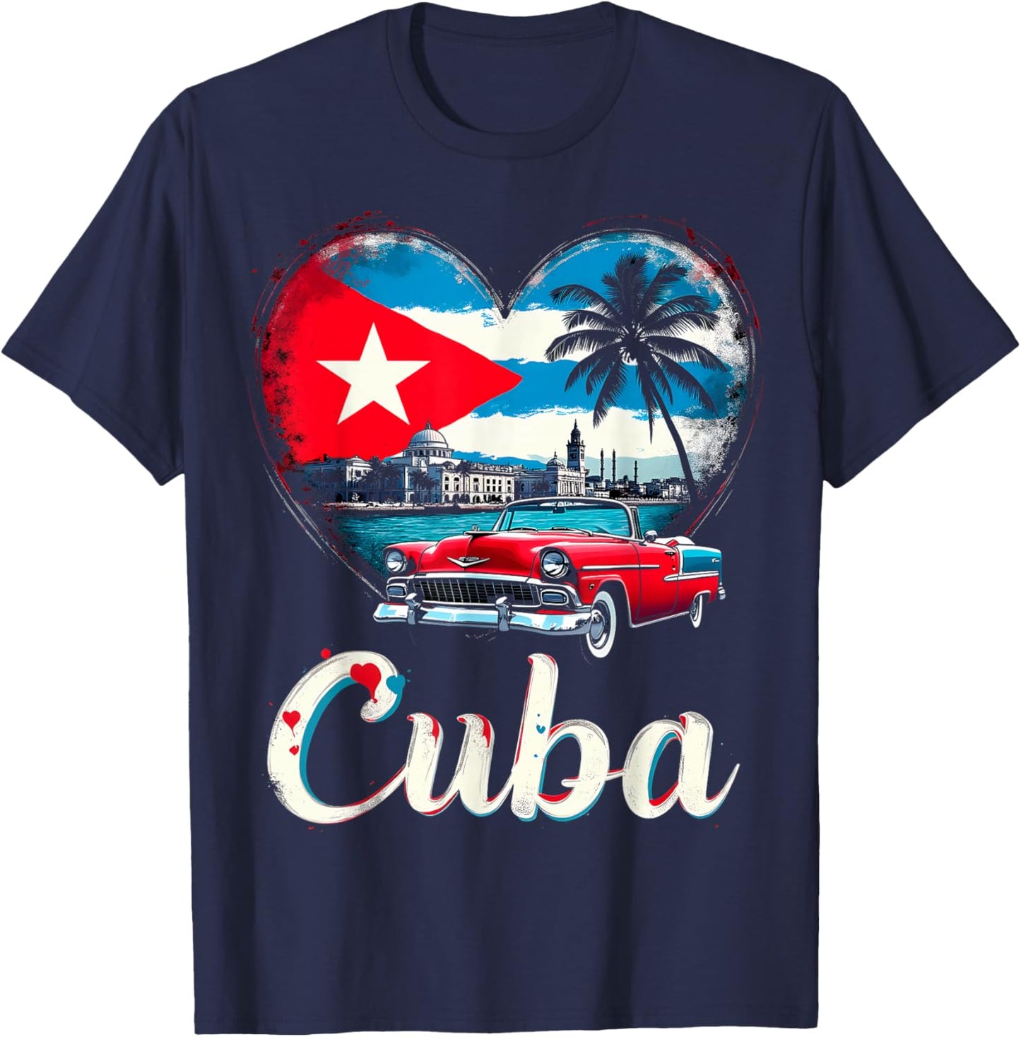 Cuba Heart Love T-Shirt - T-Shirt | Navy