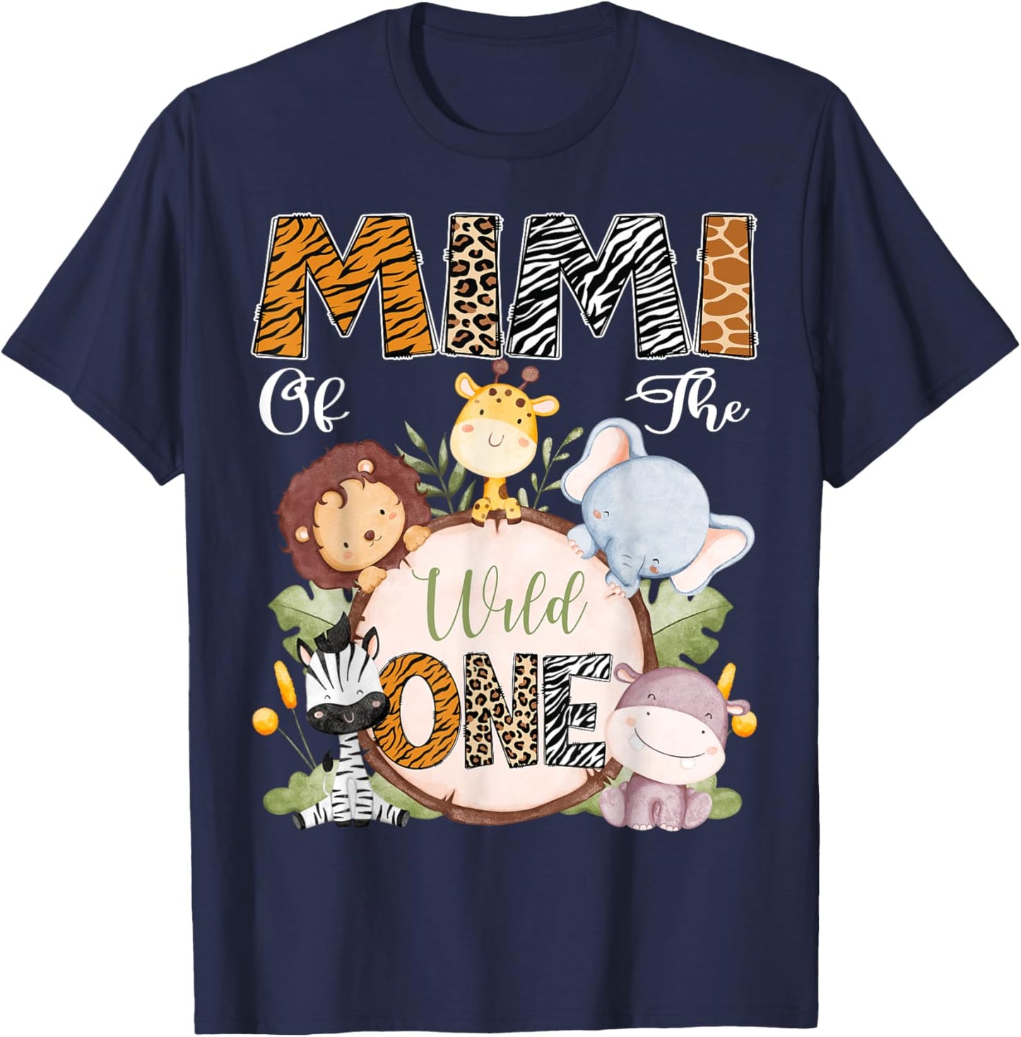 Mimi Of The Wild One 1St Birthday Safari Woodland T-Shirt - T-Shirt | Navy