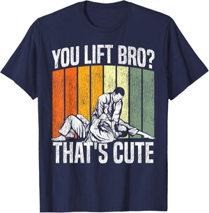 Jiu Jitsu Vintage Retro You Lift Bro? That's Cute T-Shirt - T-Shirt | Navy