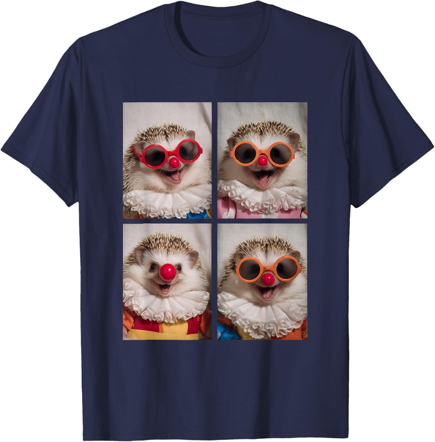Cute Clown Hedgehogs with Sunglasses Kidcore Halloween T-Shirt - T-Shirt | Navy