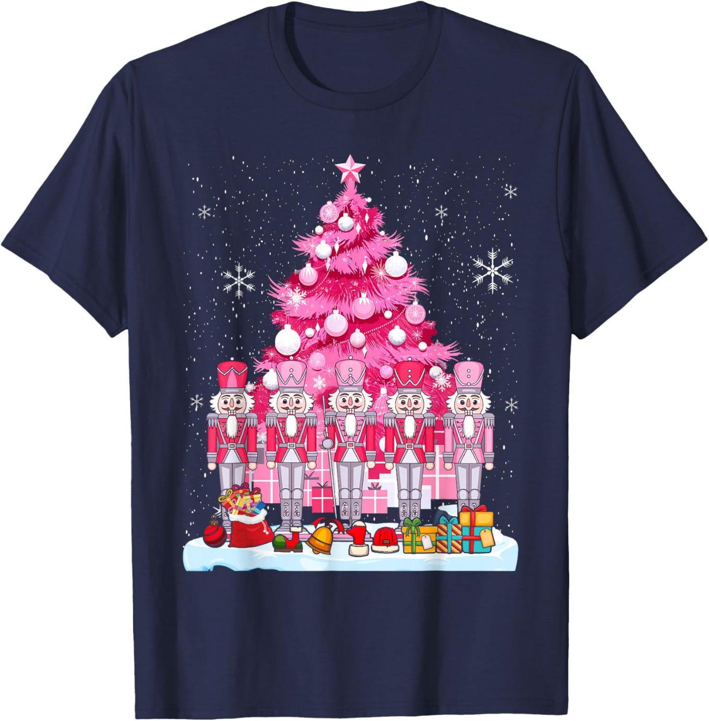 Pink Christmas Nutcracker Christmas Tree Christmas T-Shirt - T-Shirt | Navy