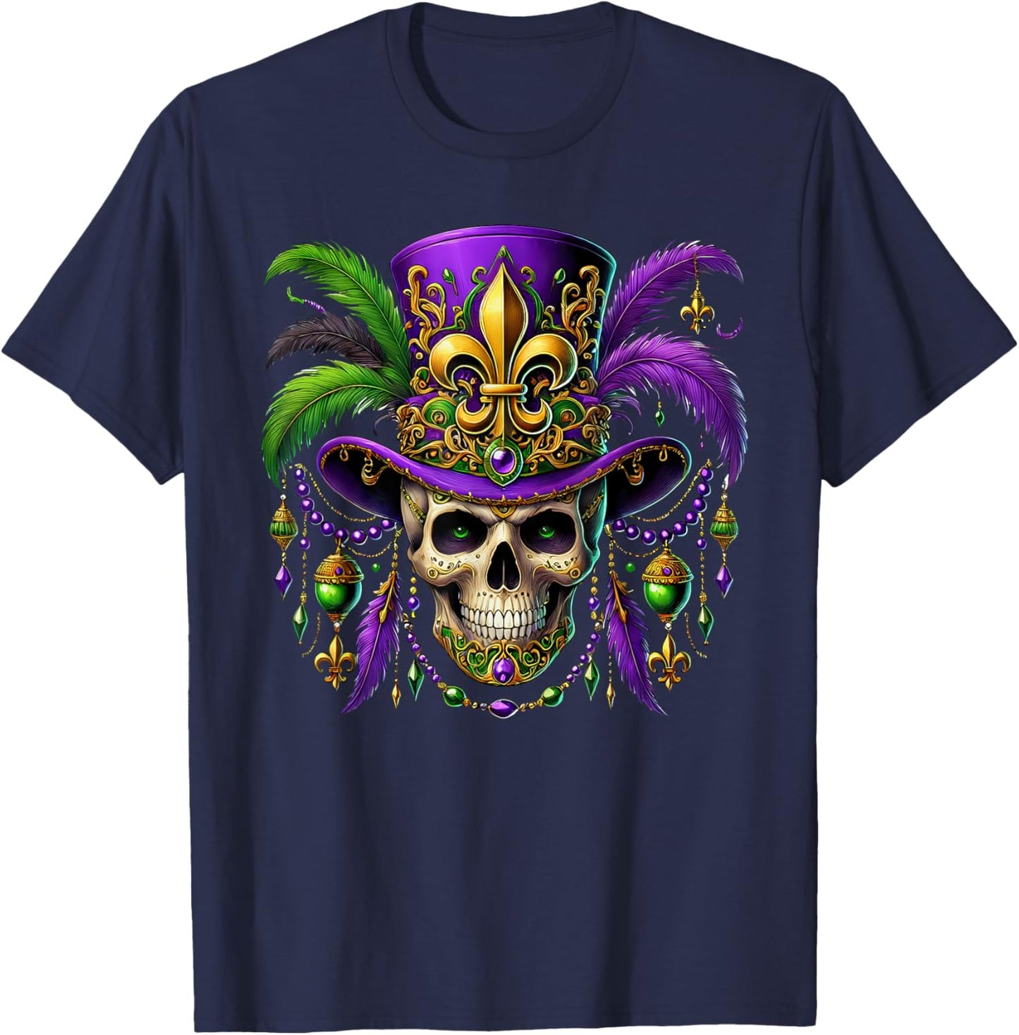 Mardi Gras Costume Sugar Skull Carnival Halloween Witch Men T-Shirt - T-Shirt | Navy