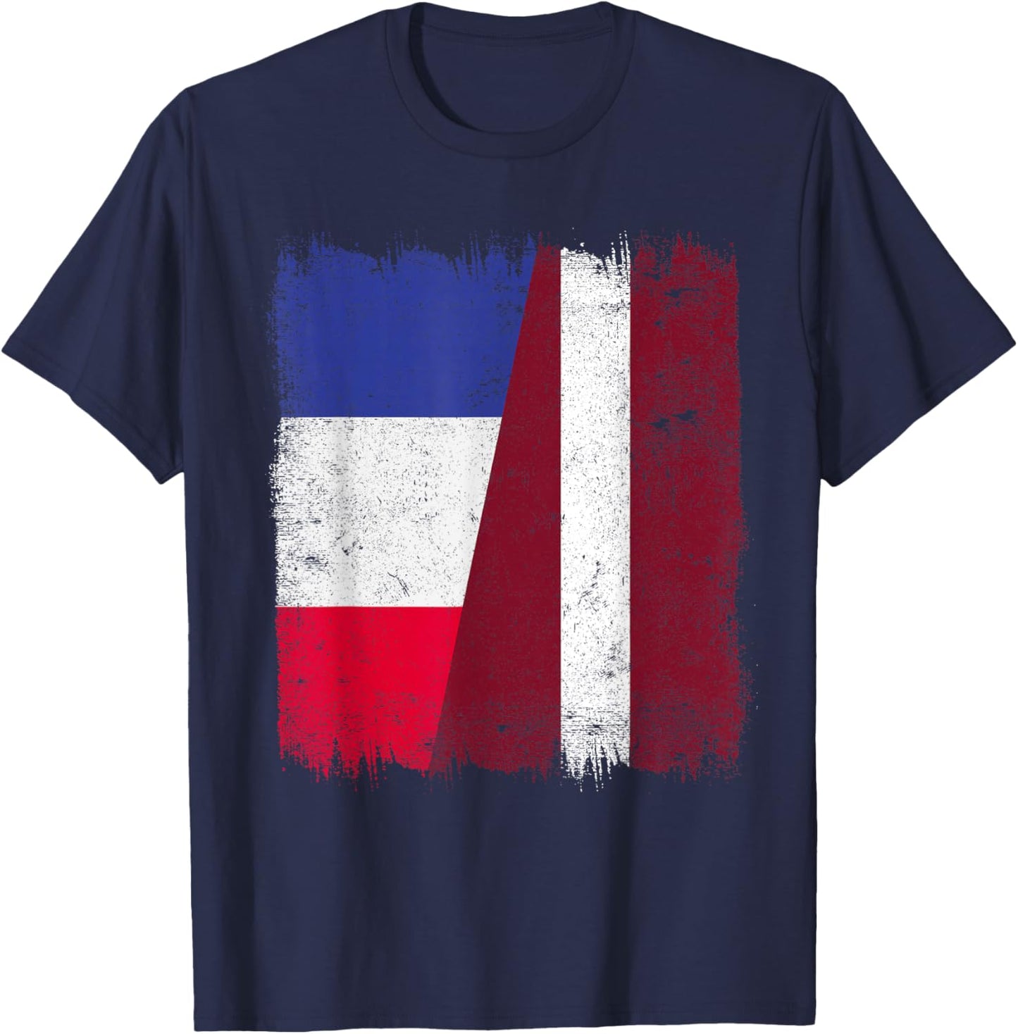 French Half Flag Latvia French Heritage Latvian T-Shirt - T-Shirt | Navy