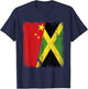 China Jamaica Half Flag Chinese Jamaican Heritage T-Shirt - T-Shirt | Navy
