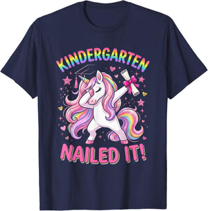 Dabbing Kindergarten Unicorn Graduation Class Nailed It T-Shirt - T-Shirt | Navy