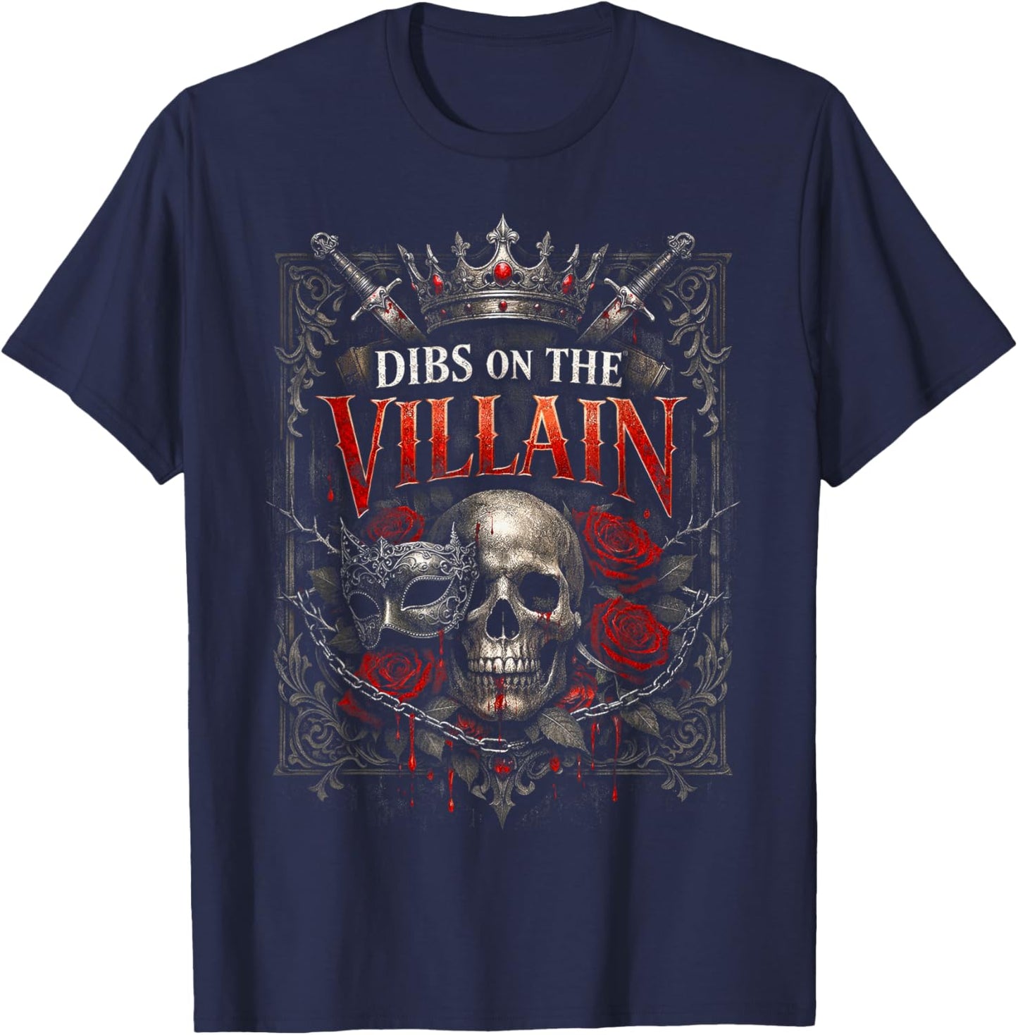 Dark Romance Booktok Dibs On The Villain T-Shirt - T-Shirt | Navy