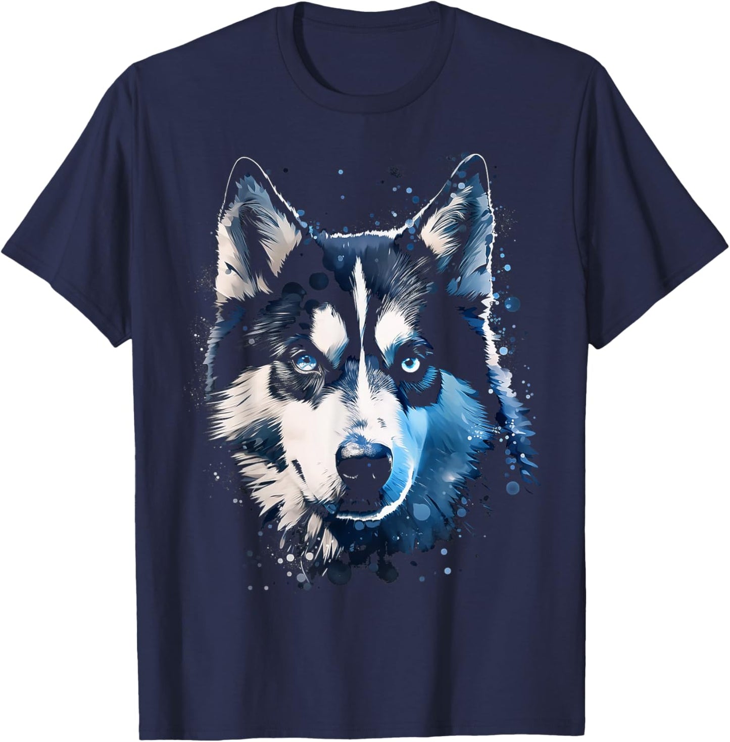 Husky Motif Pet Illustration Dog Husky T-Shirt - T-Shirt | Navy