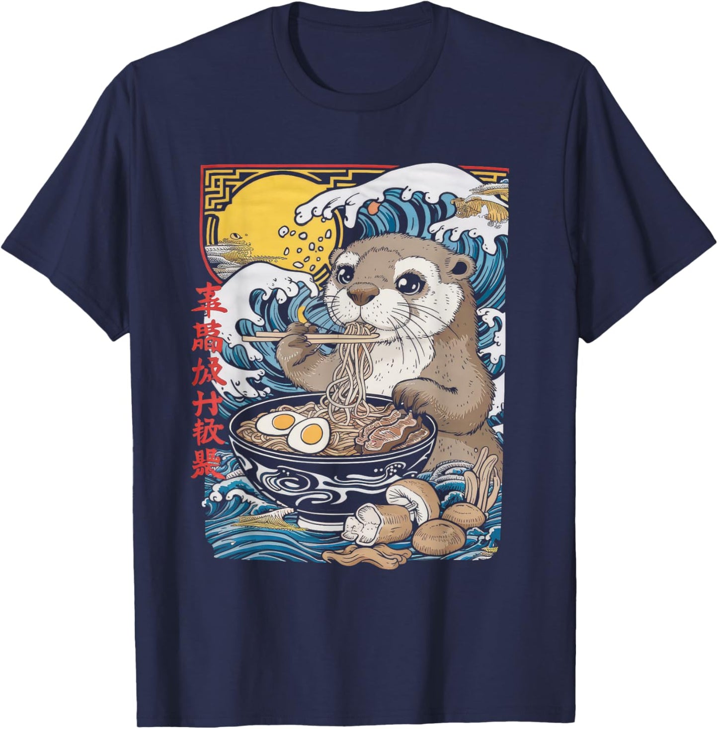 Otter Ramen Kawaii Manga Anime Noodles Y2k Japanese T-Shirt - T-Shirt | Navy