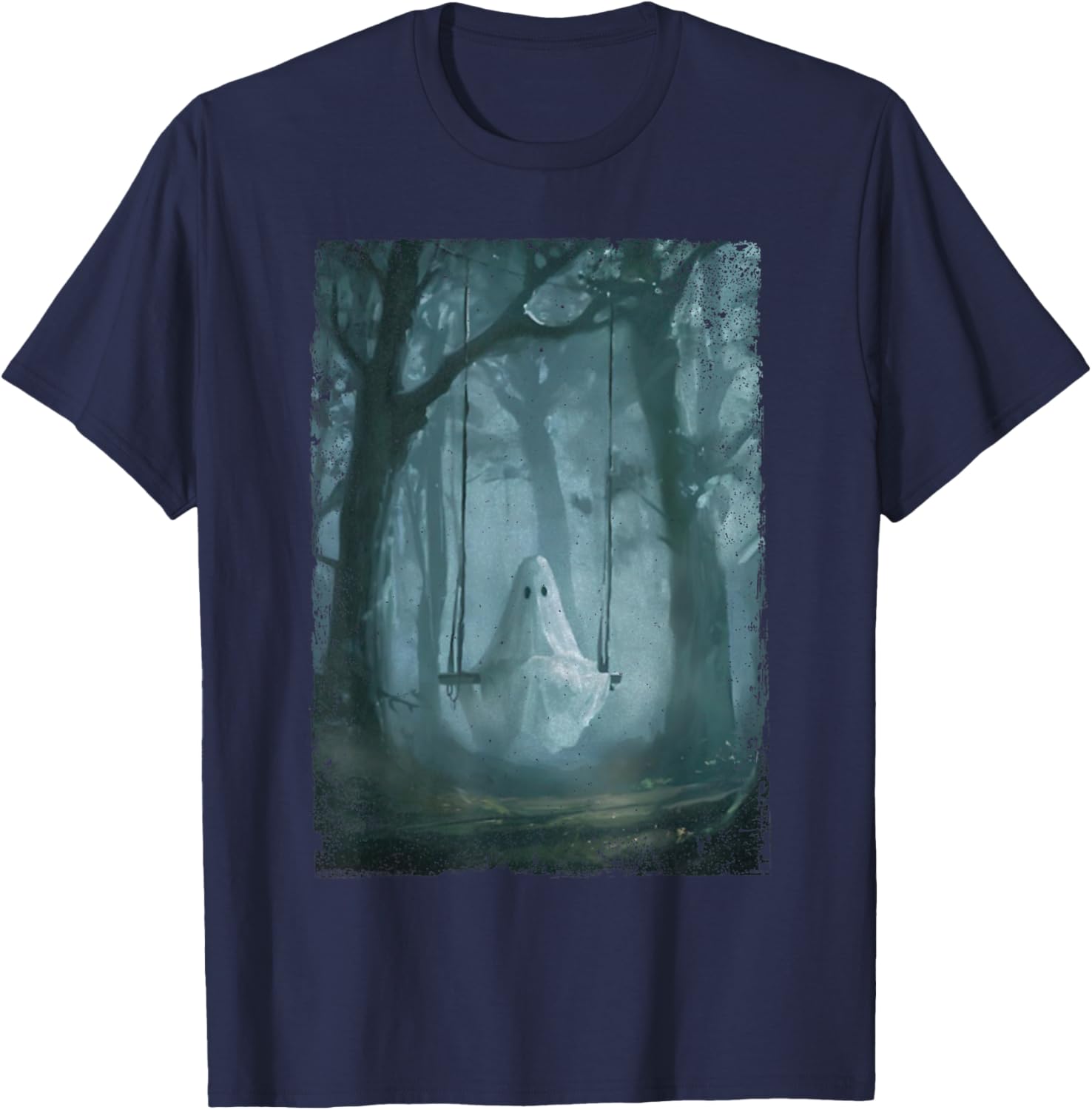 Ghost On The Swing Spooky Gothic Academia Halloween Goth T-Shirt - T-Shirt | Navy