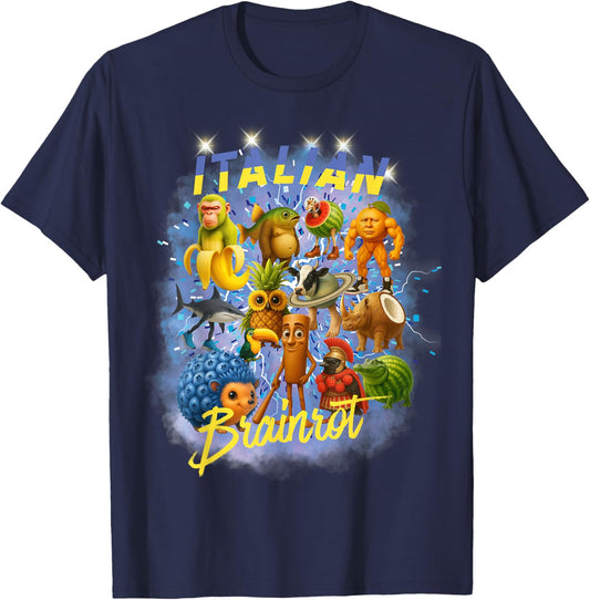 Funny Meme Italian Brainrot T-Shirt - T-Shirt | Navy