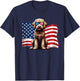 Vintage Labradoodle Dogs American Flag Sunglasses Patriotic T-Shirt - T-Shirt | Navy