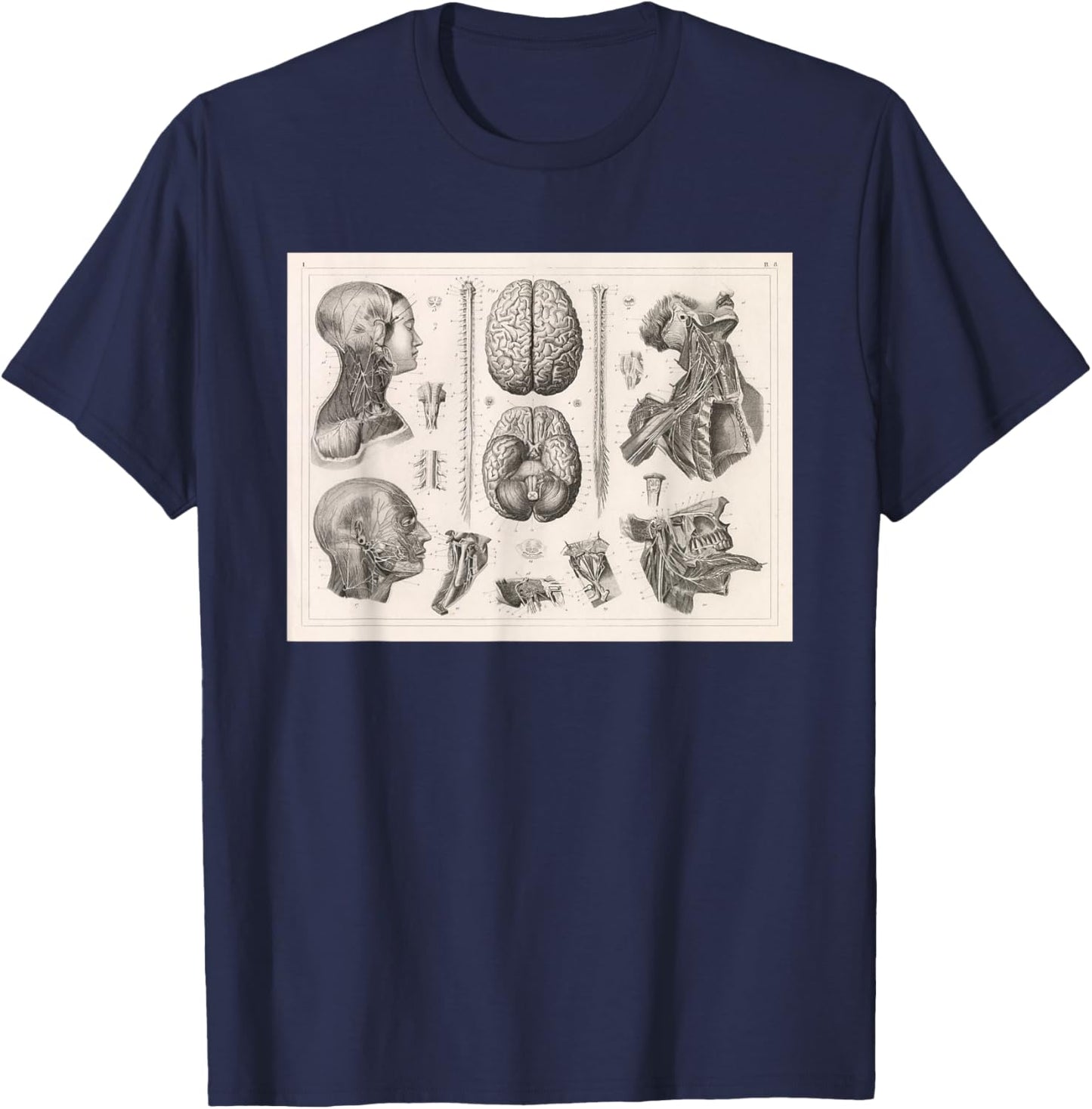 Brain, Spinal and Nervous System Medical Diagram T-Shirt - T-Shirt | Navy