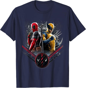 Marvel Studios Deadpool & Wolverine Side-by-Side Claw Icon T-Shirt - T-Shirt | Navy