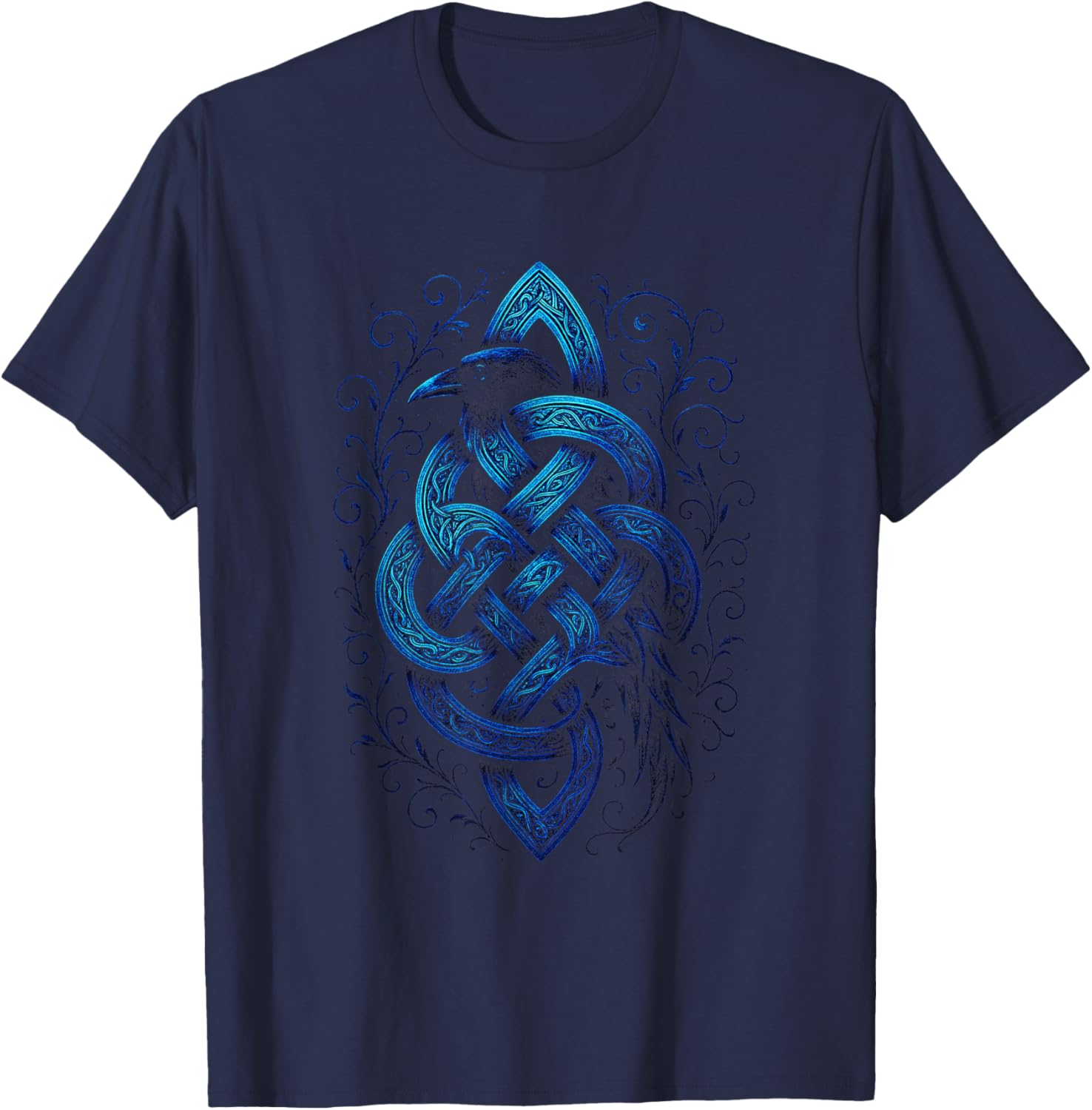 Celtic Raven Knot - Gothic Irish Shamrock Art T-Shirt - T-Shirt | Navy