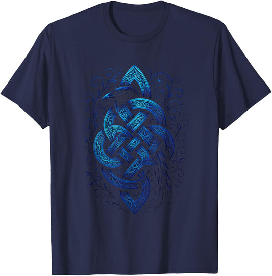 Celtic Raven Knot - Gothic Irish Shamrock Art T-Shirt - T-Shirt | Navy