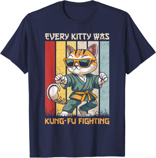 Cat Kung-Fu Fighting Cat Lover Cats Quote Funny Cat Owner T-Shirt - T-Shirt | Navy