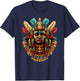 Mayan Aztec Feathered Warrior Mask Sacred Headdress T-Shirt - T-Shirt | Navy