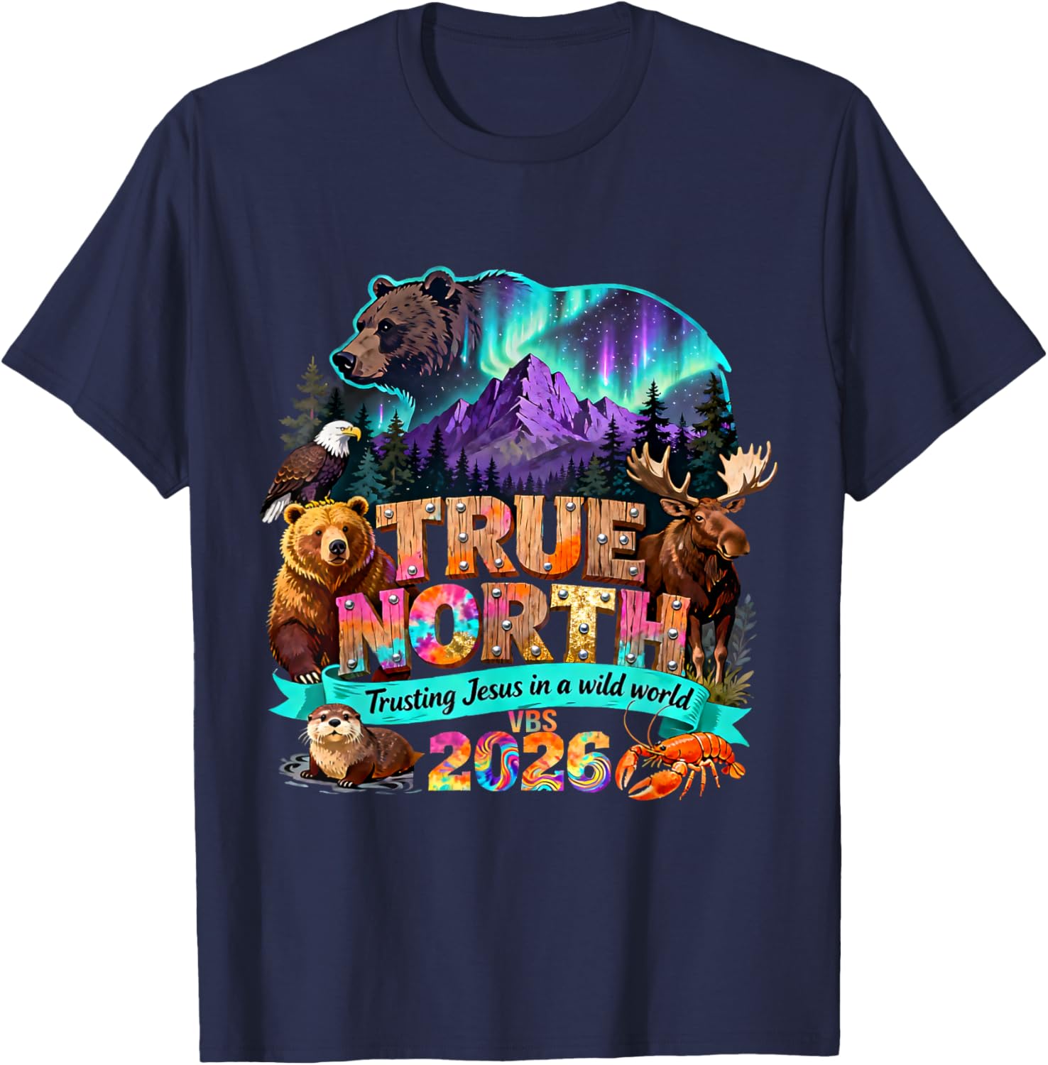 Vintage True North Trusting Jesus in A Wild World VBS 2026 T-Shirt - T-Shirt | Navy