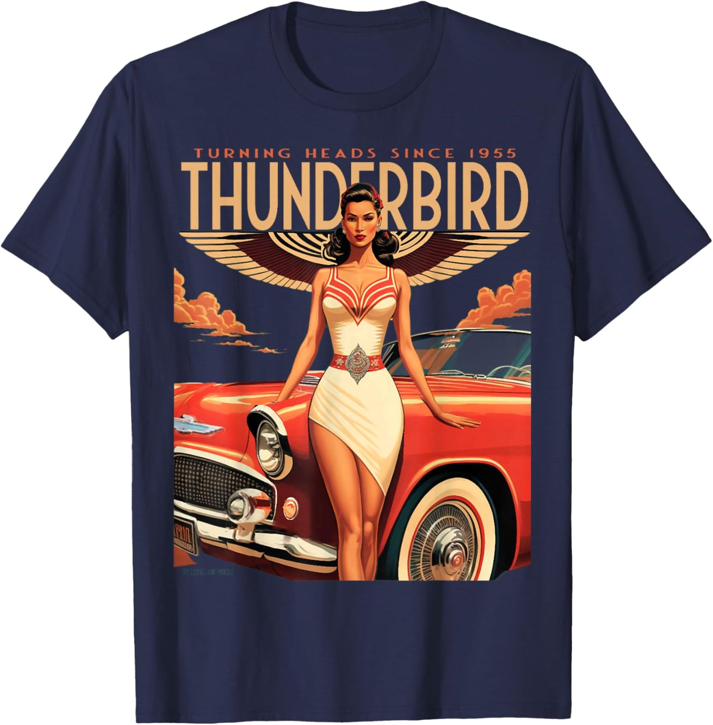 1955 1956 1957 Vintage Thunder Bird Chevys Truck Classic Car T-Shirt - T-Shirt | Navy