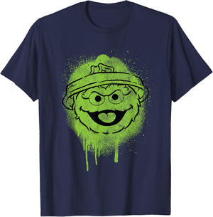 Sesame Street Oscar Graffiti Face Halloween Costume T-Shirt - T-Shirt | Navy