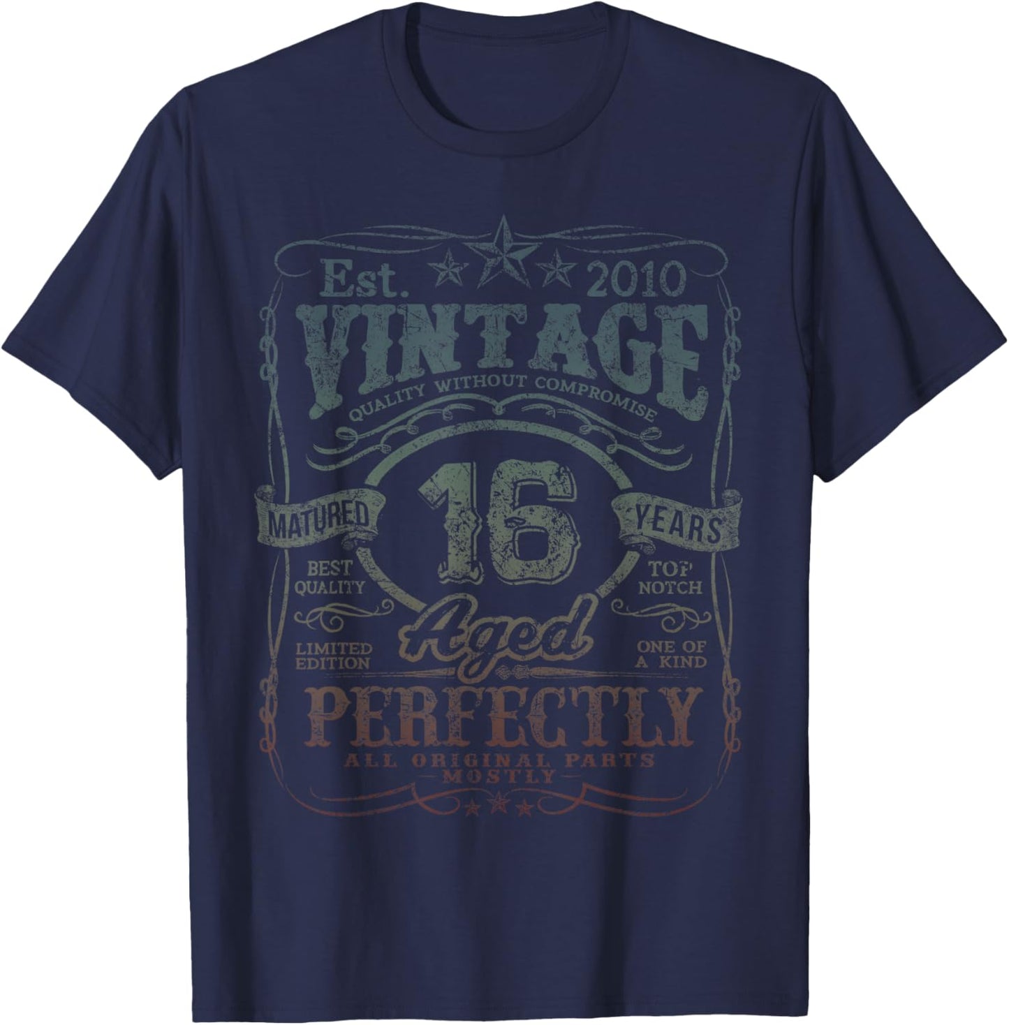 Vintage 2010 Limited Edition Shirt 16 Year Old 16th Birthday T-Shirt - T-Shirt | Navy