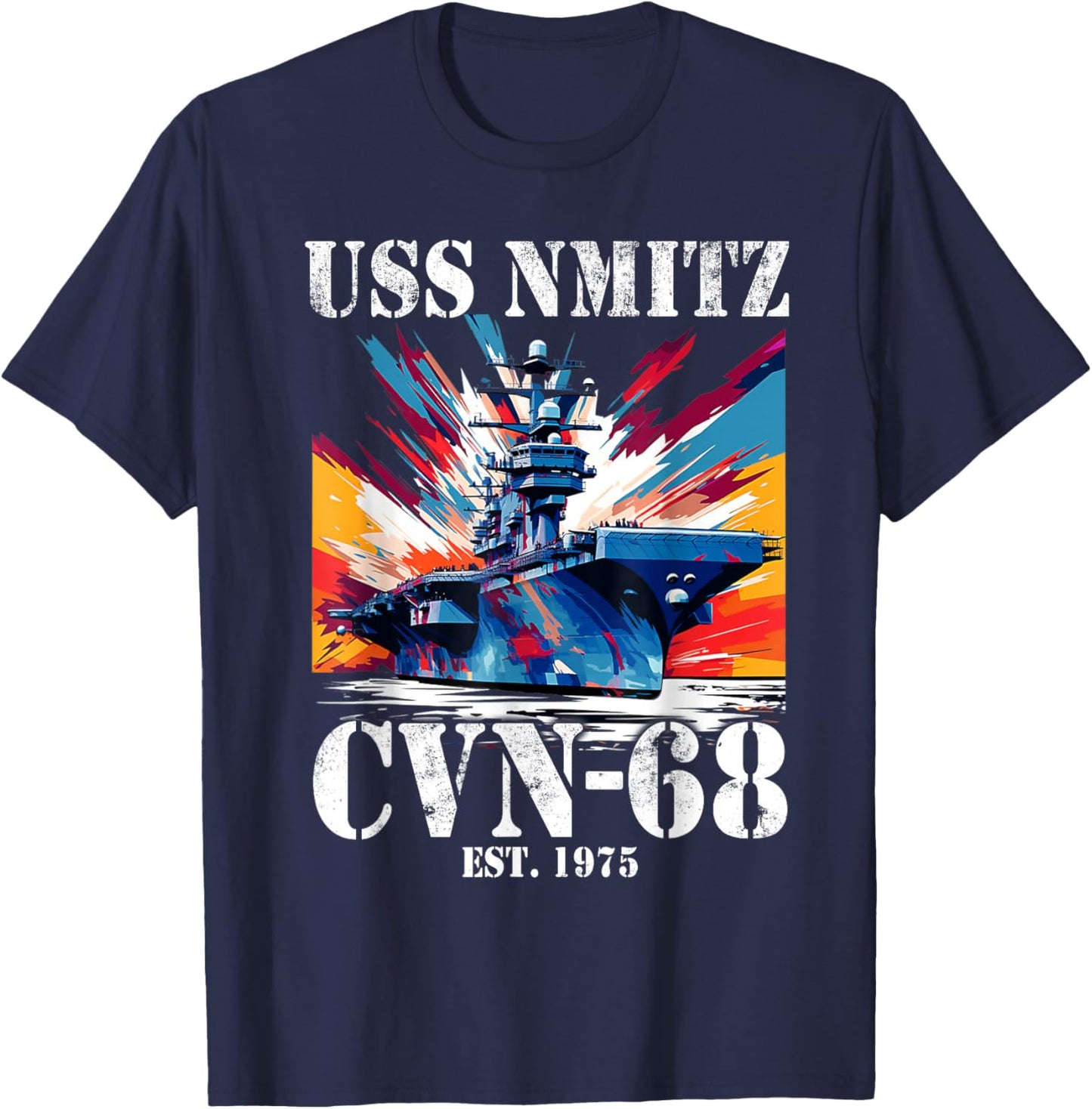 Flag Veterans Day USS Nimitz CVN-68 Aircraft Carrier Veteran T-Shirt - T-Shirt | Navy