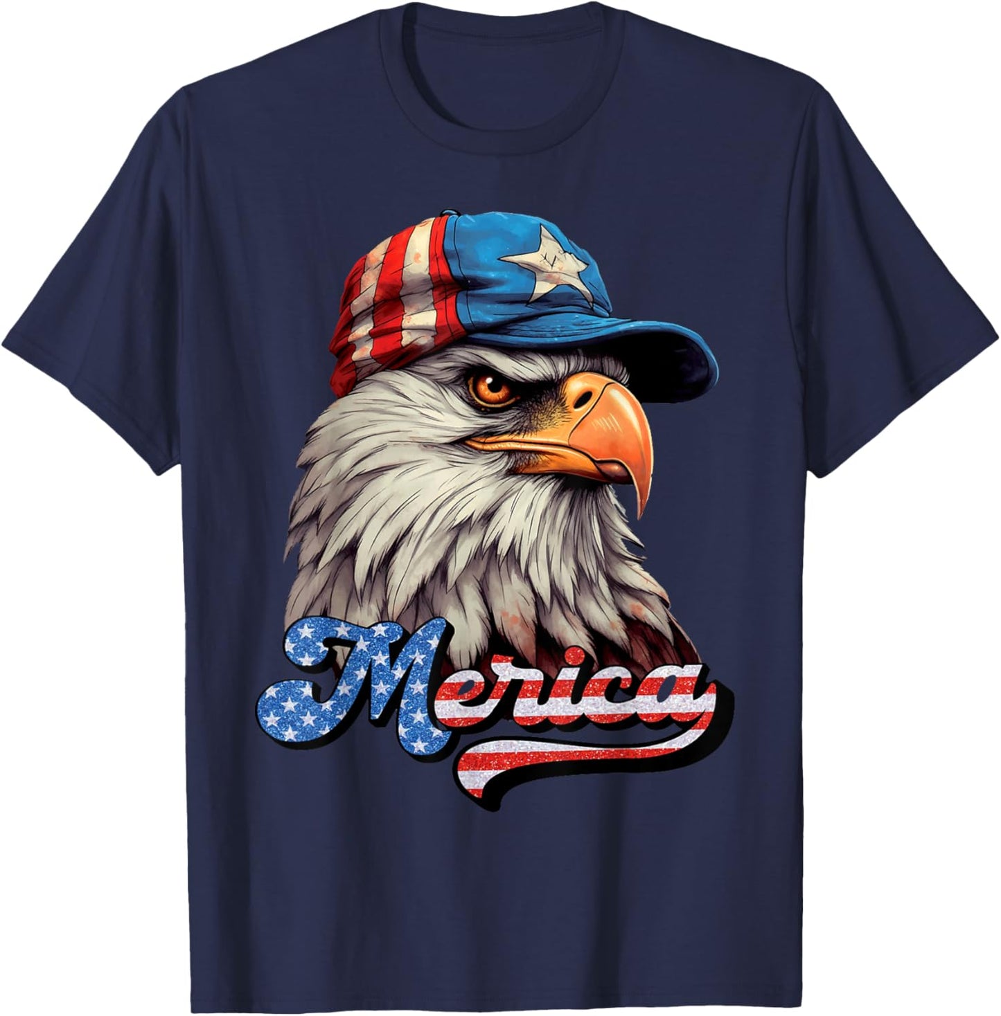 Merica Patriotic USA Eagle Of Freedom 4th of July Men Women T-Shirt - T-Shirt | Navy