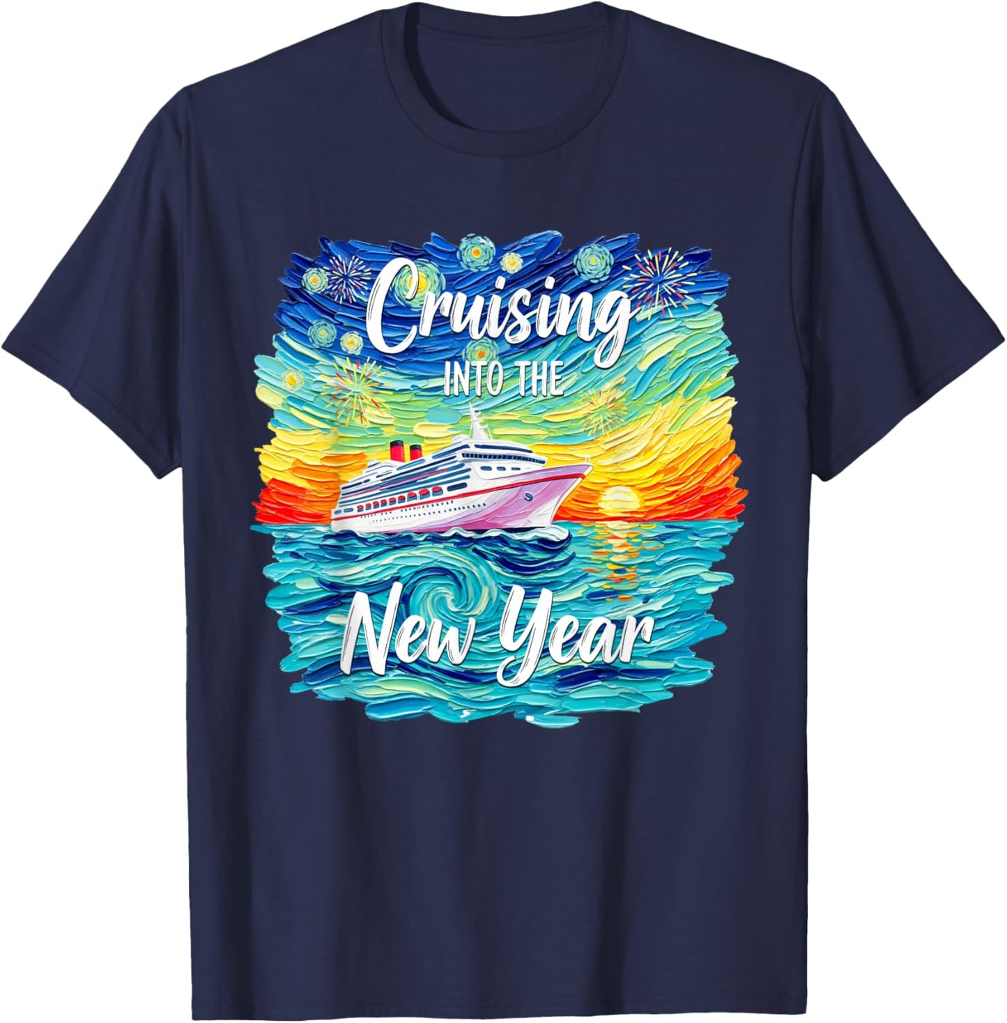 Cruising Into The New Year 2026 Vacation Party Family Cruise T-Shirt - T-Shirt | Navy
