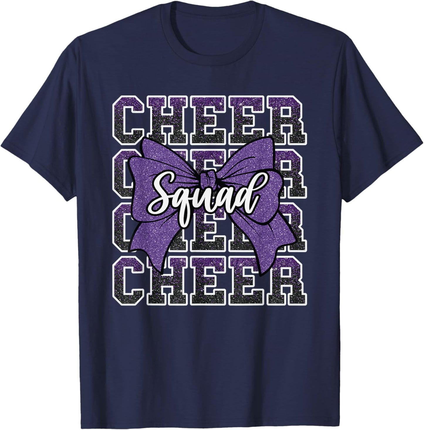 Purple Cheer Squad Funny Sport Cheerleader Cheerleading Team T-Shirt - T-Shirt | Navy