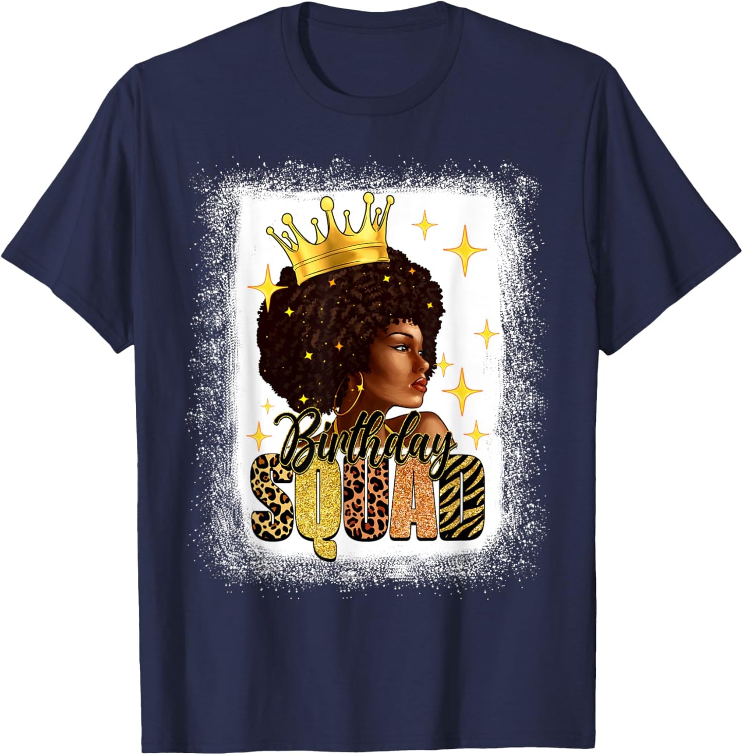 Afro Melanin Woman Bleached African American Birthday Squad T-Shirt - T-Shirt | Navy