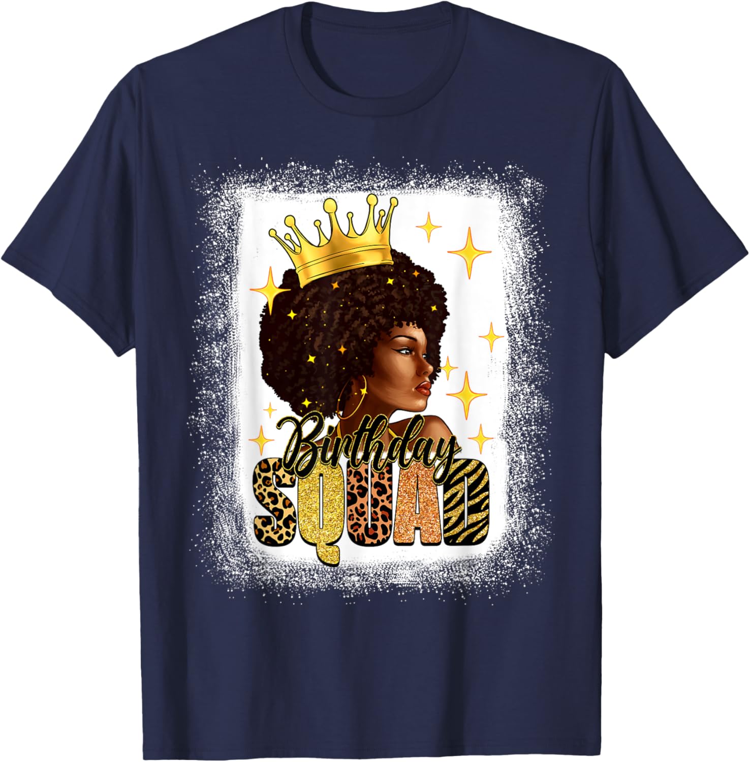 Afro Melanin Woman Bleached African American Birthday Squad T-Shirt - T-Shirt | Navy