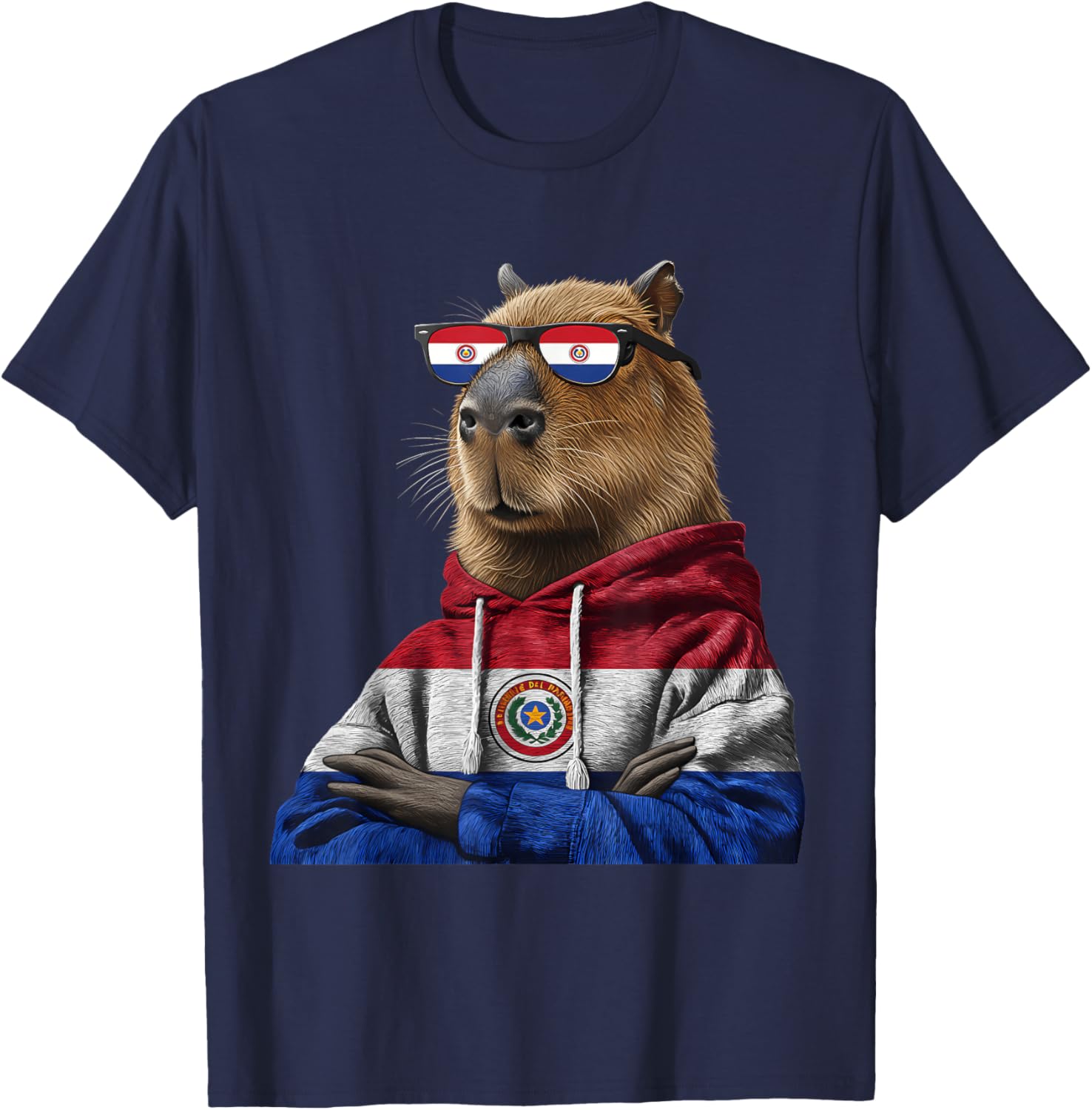 Paraguay Roots Capybara Paraguayan Flag T-Shirt - T-Shirt | Navy
