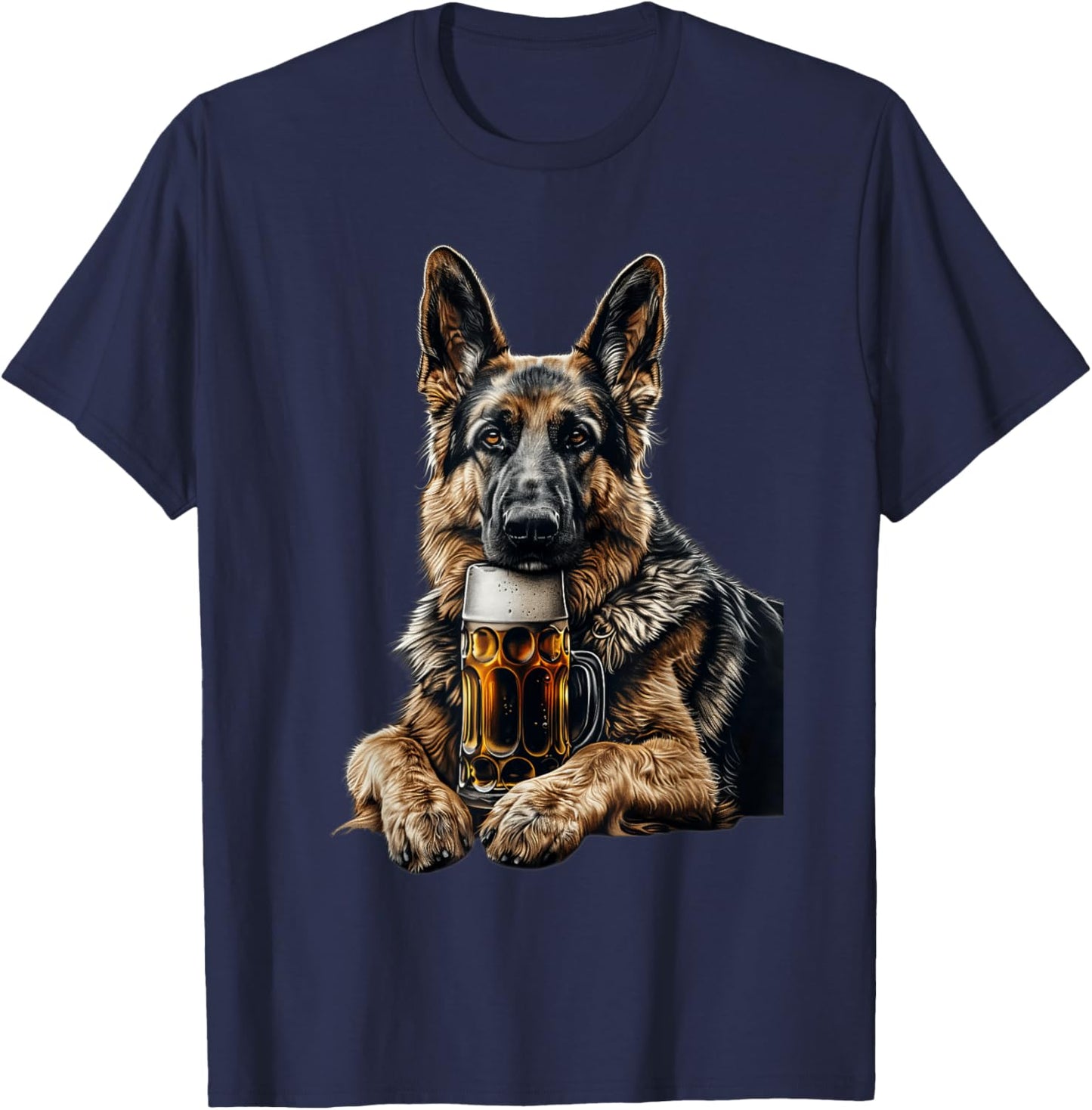 German Shepherd Beer T-Shirt - T-Shirt | Navy